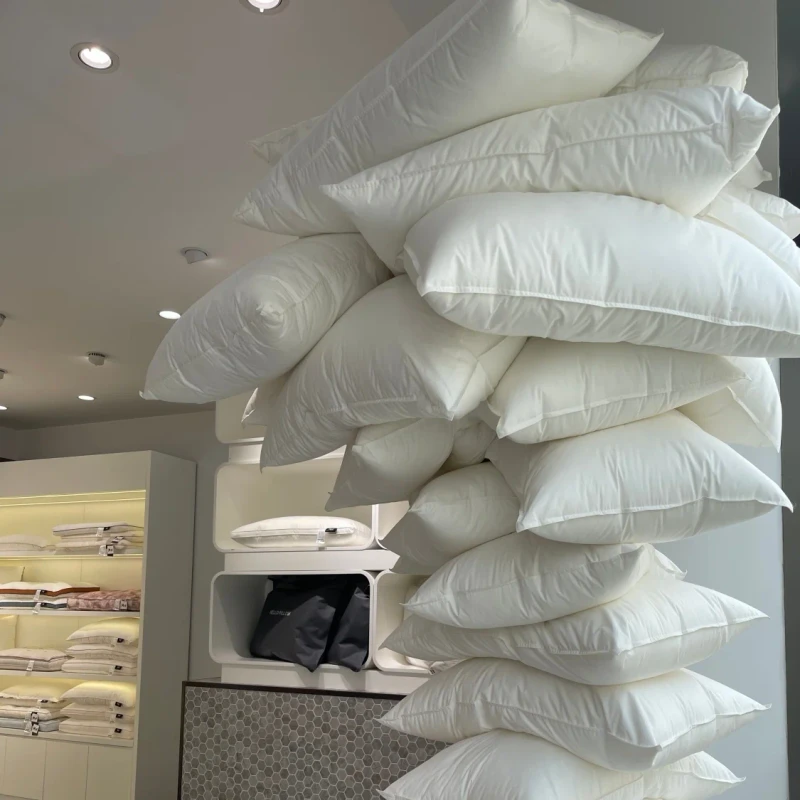 Professional-Manufacturer-High-Grade-100-Cotton-Standard-Queen-White-Feather-Down-Pillow-Soft-and-Comfort-Sleeping-for-Hotel