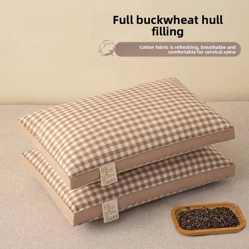 Pure-Cotton-Buckwheat-Pillow-Cervical-Spine-Protection-Adjustable-Height-Rectangle-Shape-for-Neck-Support-Adult