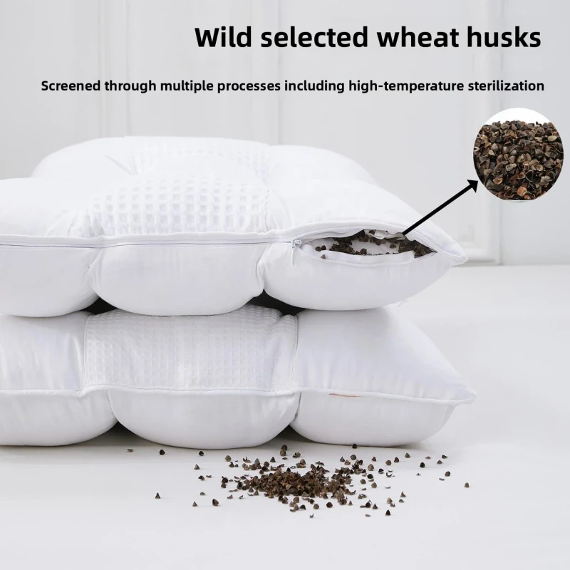 Pure-Cotton-Neck-Pillow-Insert-Reversible-Buckwheat-Hull-Filling-Multi-functional-Machine-washable-Non-sagging-Factory-Direct