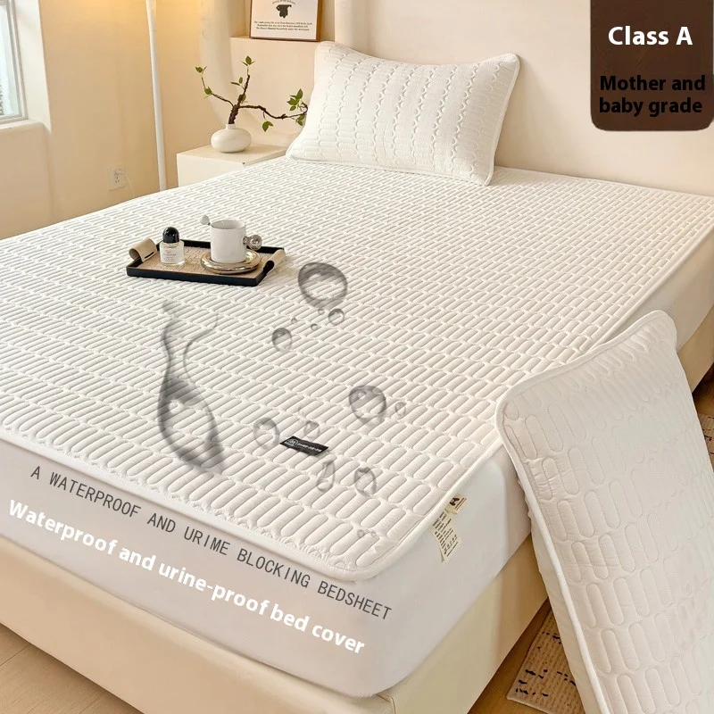 Pure-Cotton-Quilted-Mattress-Protector-Urine-Proof-Waterproof-Dustproof-Bed-Cover-Knitted-Non-Slip-Fitted-Home