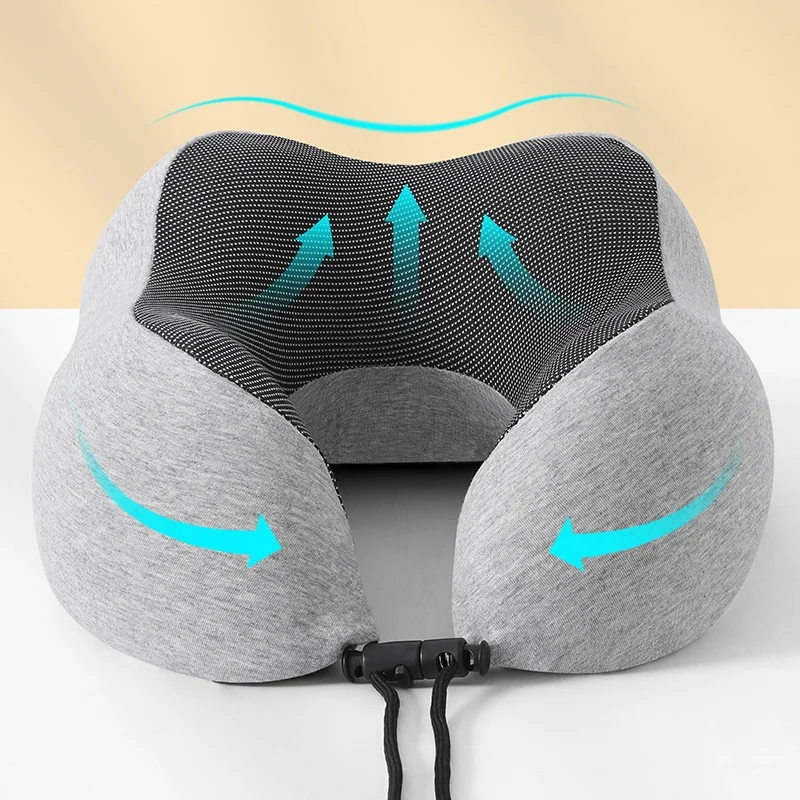 Pure-Cotton-U-Shaped-Memory-Foam-Pillow-Breathable-Skin-Friendly-Slow-Rebound-Portable-Travel-Neck-Protection-Lightweight