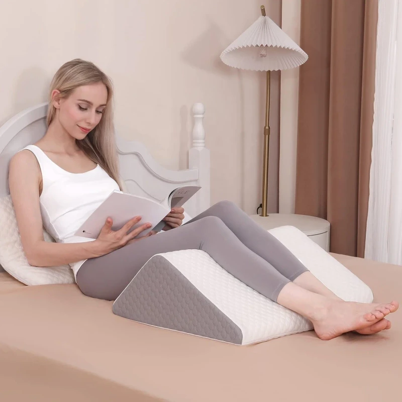 Pure-Memory-Foam-Triangle-Bed-Sleeping-Pillow-Knee-Support-Leg-Elevation-Sciatica-Hip-Back-Pain-Relief-Wedge-Pillow