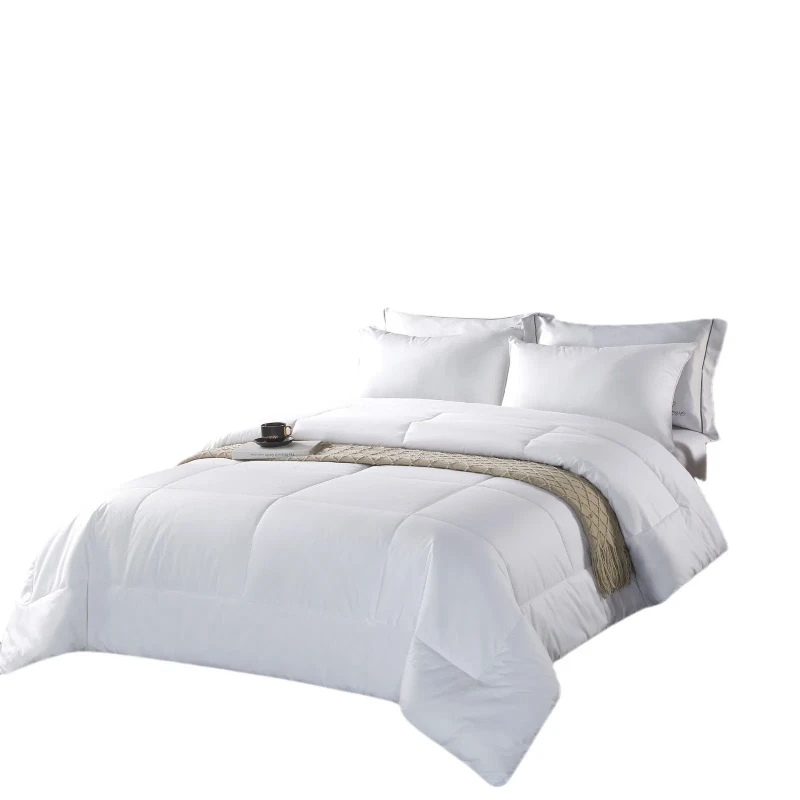 Pure-White-Printed-Simple-Style-Hotel-Quilt-with-Feather-Silk-Cotton-Filling-Brushed-Fabric-for-Spring-Autumn-Winter