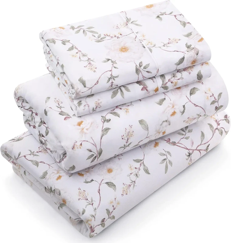 Queen-100-Cotton-Pillowcases-16inch-Deep-Bed-Sheets-Set-Printed-Fitted-Sheets-with-Pillowcase