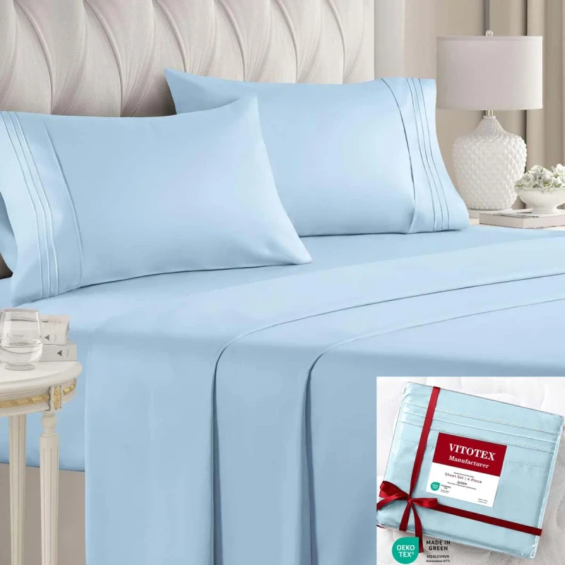 Queen-Bed-Sheets-Set-4-Piece-Brushed-Microfiber