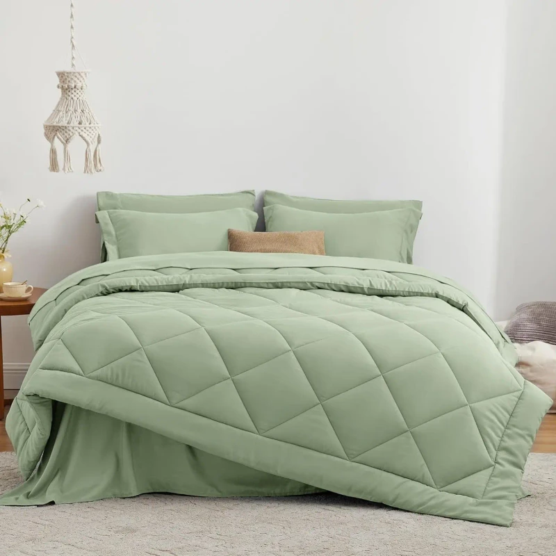 Queen-Comforter-Set-Sage-7-Pieces-Queen-Bed-in-a-Bag-All-Season-Bedding-Set
