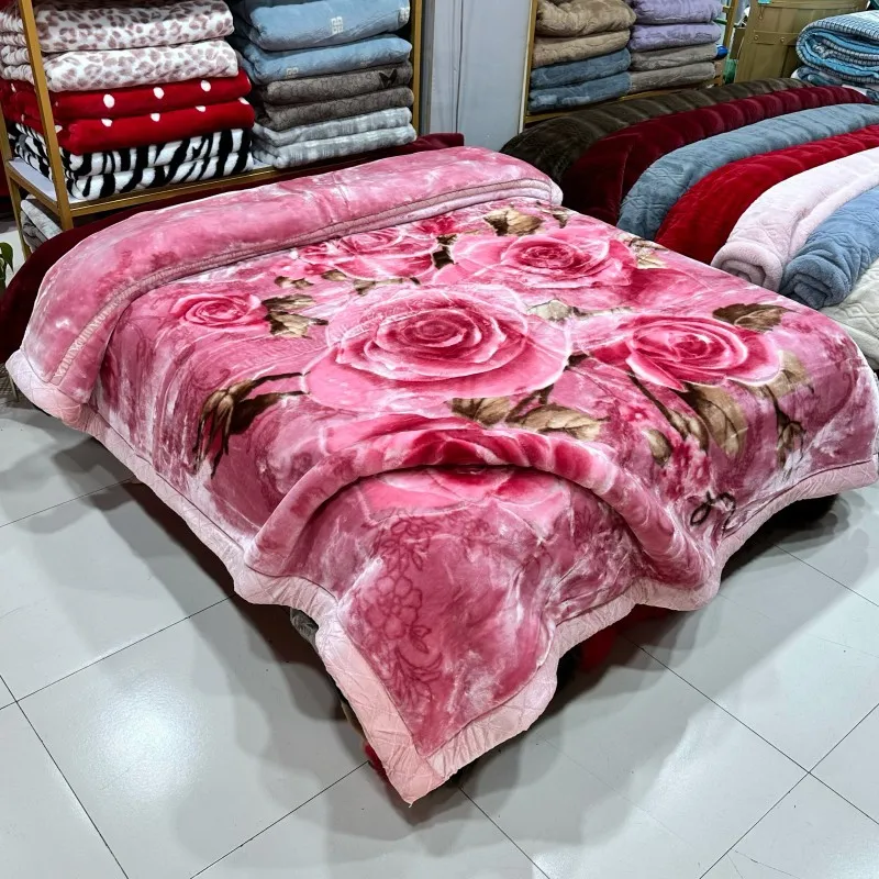 Queen-King-Size-Korean-Style-Blanket-for-Arab-Dubai-Double-Layer-Heavy-Raschel-Blanket-Flannel-Fleece-Weighted-Blanket