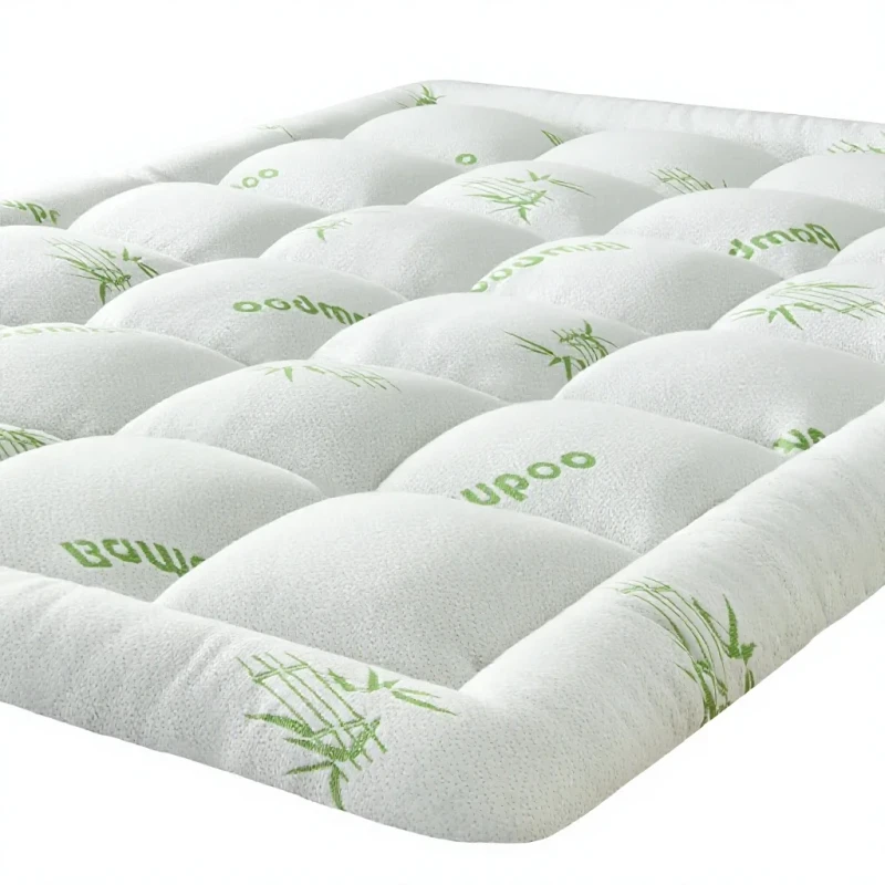 Queen-Size-40-Viscose-Bamboo-60-Polyester-Quilted-Skin-friendly-Washable-Back-Mattress-Topper
