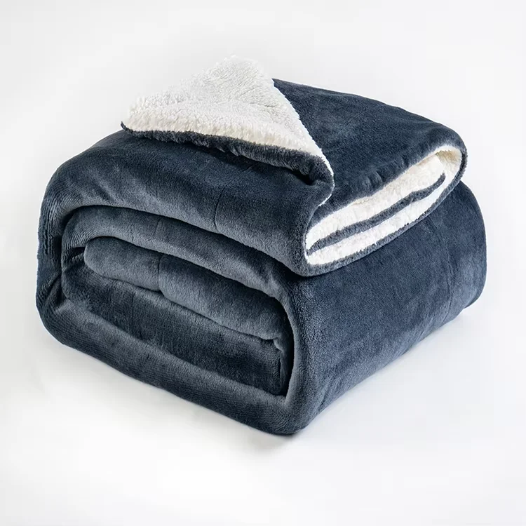 Queen-Size-480GSM-Custom-Logo-Reversible-Polyester-Plush-Embroidery-Bed-Blanket-Sherpa-Flannel-Fleece-for-Adults