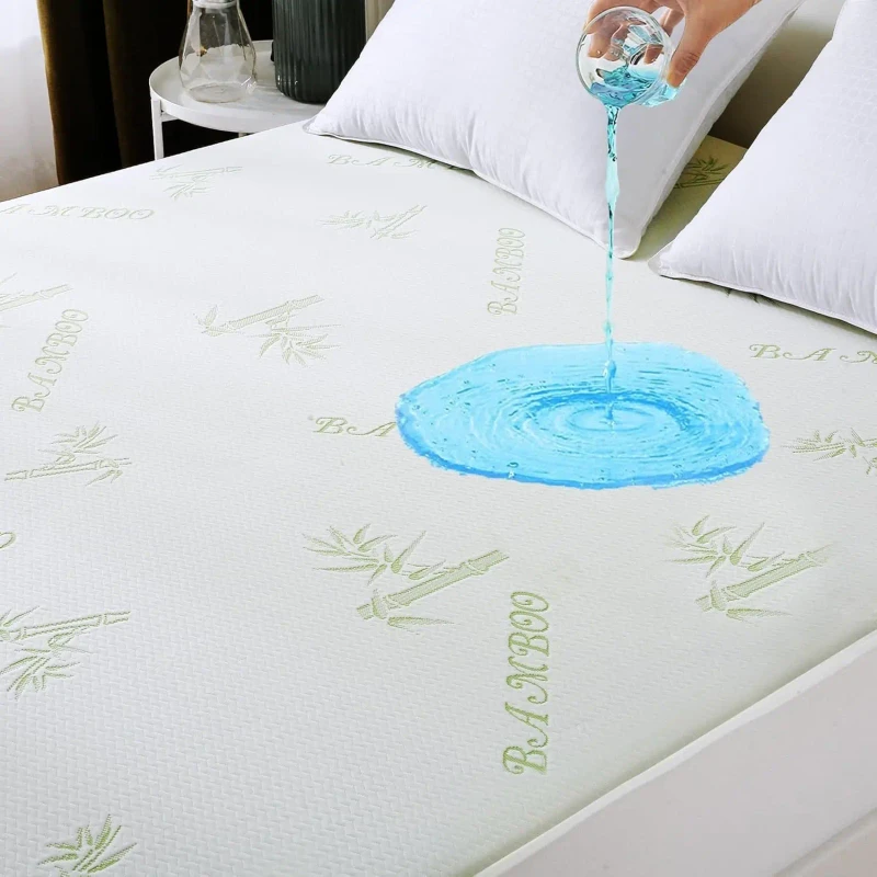 Queen-Size-Bamboo-Waterproof-Mattress-Protector-Cooling-Spill-Proof-Breathable-Cover-Washable
