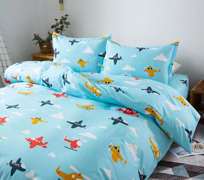 Queen-Size-Bed-Sheet-Set-100-Cotton-200TC-Geometric-Pattern-Duvet-Cover-Sheets-Factory-Custom-Kids-Design
