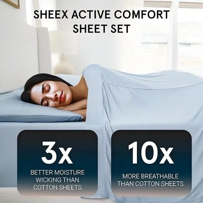 Queen-Size-Cooling-Bed-Sheet-Set-Moisture-Wicking-Wrinkle-Free-Includes-Flat-Sheet-Fitted-Sheet-and-Pillow-Covers-Blue-Sky
