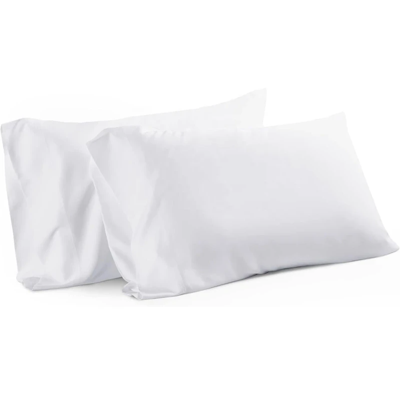 Queen-White-100-Cotton-Bamboo-Pillowcase-with-Therapeutic-Feature-and-Envelope-Closure