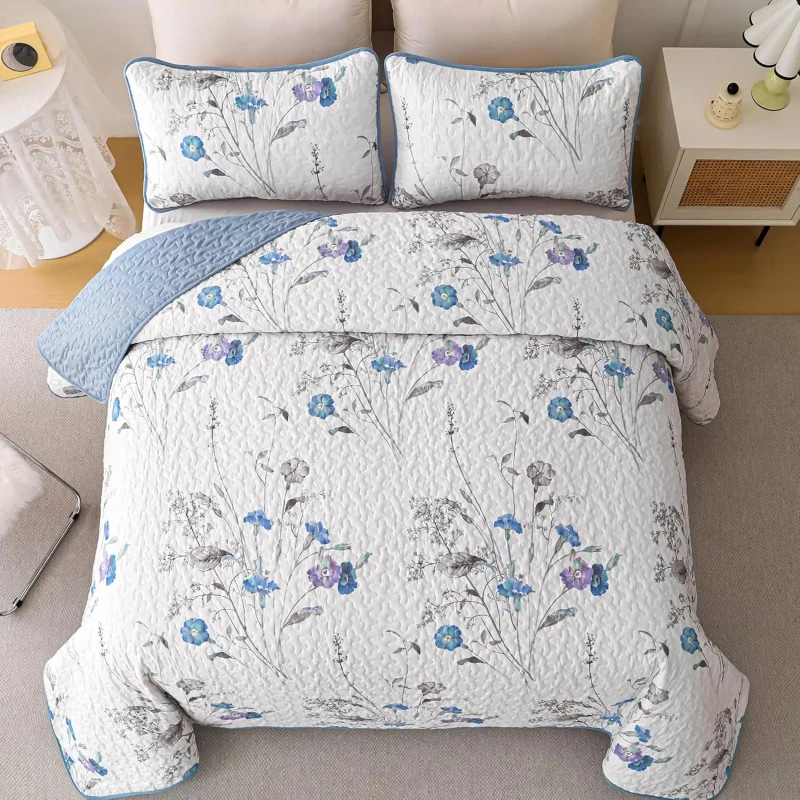 Quilt-Bedspread-100-Polyester-Printed-Quilt-Elegant-Bedspread-Sets