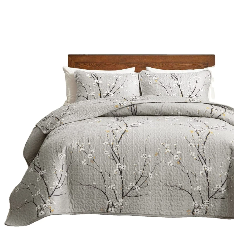 Quilt-Set-Cream-White-With-Black-Branch-Bedding-Set-88x88-Soft-Microfiber-Lightweight-Coverlet-Bedspread-Summer-3-Pc-Bed-Cover