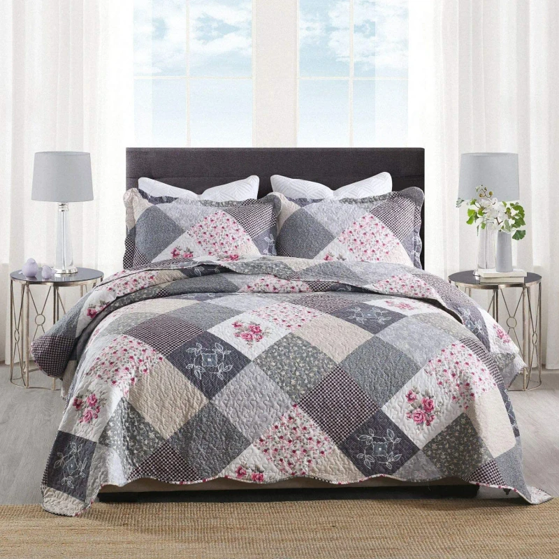 Quilt-Set-King-Size-3-Piece-Microfiber-Quilts-Bedspreads-Patchwork-Coverlets-Floral-Bedding-Set-All-Season-Quilts