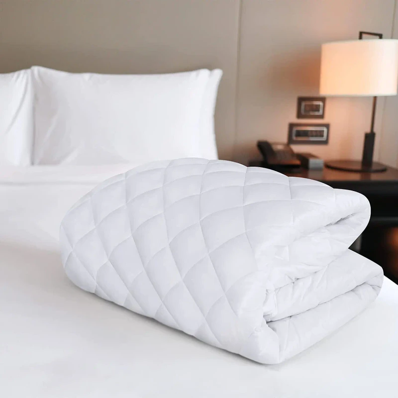 Quilted-Mattress-Topper-Microfiber-Polyester-Mattress-Topper-Bed-Solid-Color-Bed-Mattress-Topper