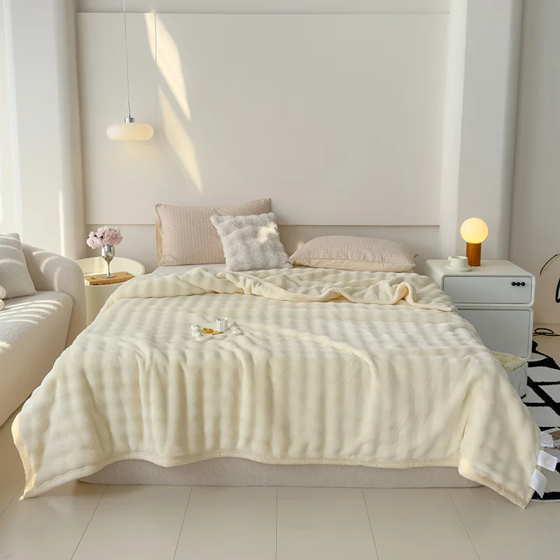 Rabbit-Plush-Skin-Friendly-Simple-Blanket-Thickened-Four-Season-Double-Nap-Winter-Bedding-for-Sofa-and-Bed