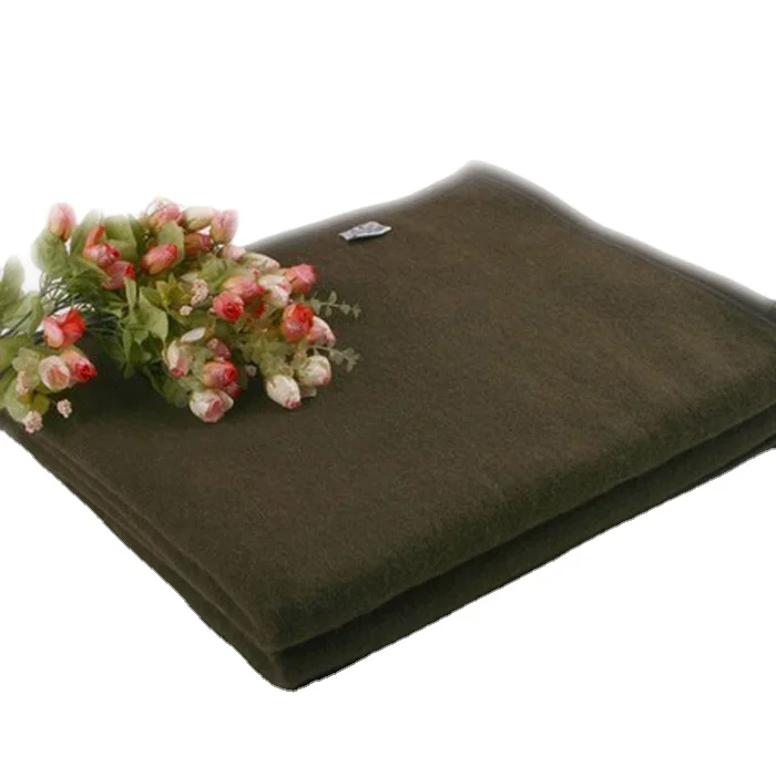 Raschel-Blanket-Wool-and-Polyester-Mix-Olive-Green-and-Grey-Direct-Factory-Supply-From-China-for-Outdoor-Use