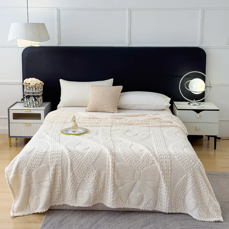 Raschel-Knitted-Anti-Dust-Mite-Solid-Color-Home-Blanket