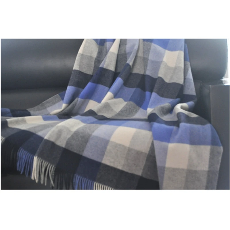 Raschel-Woven-Winter-Blanket-100-Wool-Tartan-Check-Plaid-Chunky-Throw-Luxury-Custom-Warm-OEKO-TEX-Certified