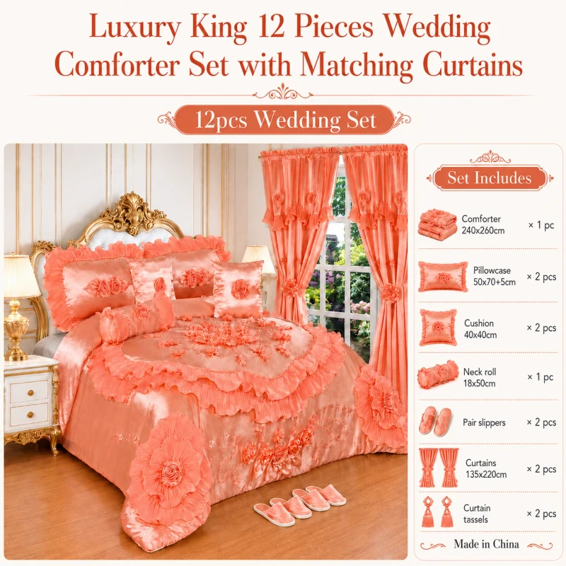 Ready-to-Ship-King-Size-12-Pieces-Embroidered-Wedding-Comforter-Bedding-Set-with-Curtains