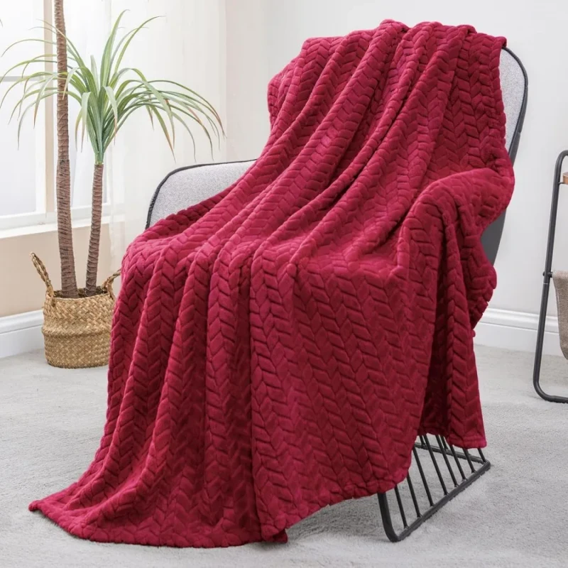 Red-Fleece-Throw-Blanket-Soft-Cozy-100-Polyester-Jacquard-Flannel-Lightweight-Fuzzy-Plush-Warm-for-All-Seasons