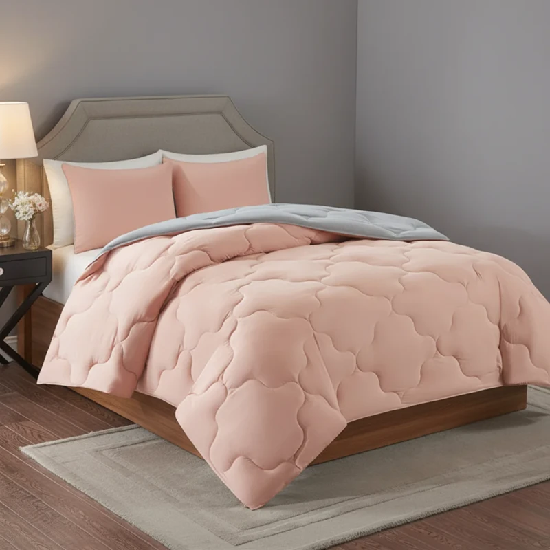 Reversible-Pink-Grey-Comforter-Set-Cloud-Quilted-All-Season-Bedding-Set-with-Pillow-Shams