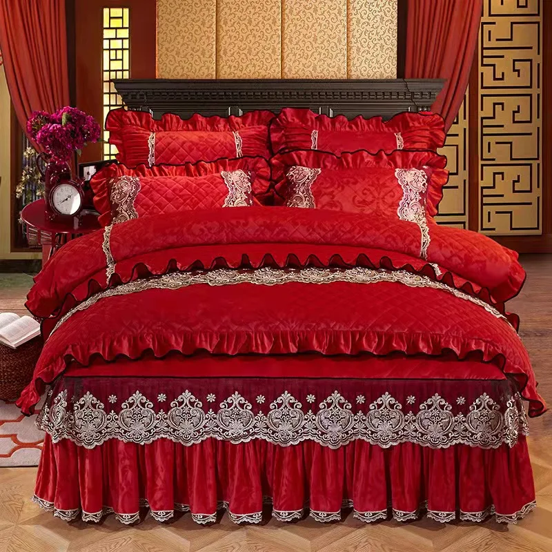 Room-Bed-Skirt-Set-Bedspread-Quilt-Cover-Luxury-Home-Cotton-Lace-Embroidered-Bedding-Set