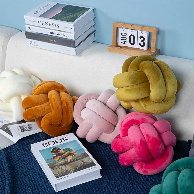 Round-20cm-2-Pipes-Small-Shape-Soft-Handmade-Dutch-Velvet-Decorative-Knot-Pillow-Knot-Cushion-Throw-Pillow