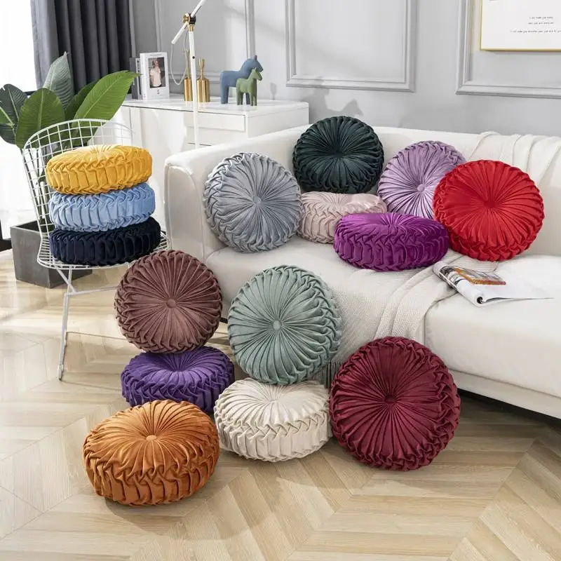 Round-Velvet-Pillow-Throw-Sofa-Pillow-Cushion-Decorative-Pillows-and-Cushions-Pumpkin-Floor-Seat-Cushion