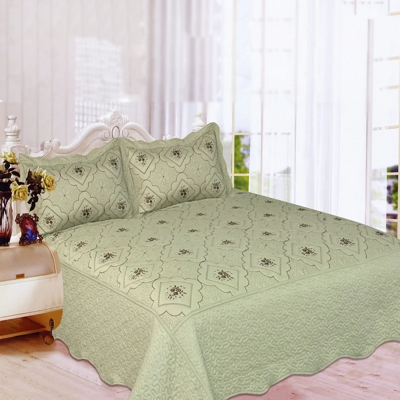 SMILING-HOME-Home-Textile-3-Pcs-Embroidered-Quilt-Bedspread-Lightweight-Coverlet-Bed-Cover-Blanket-Sets