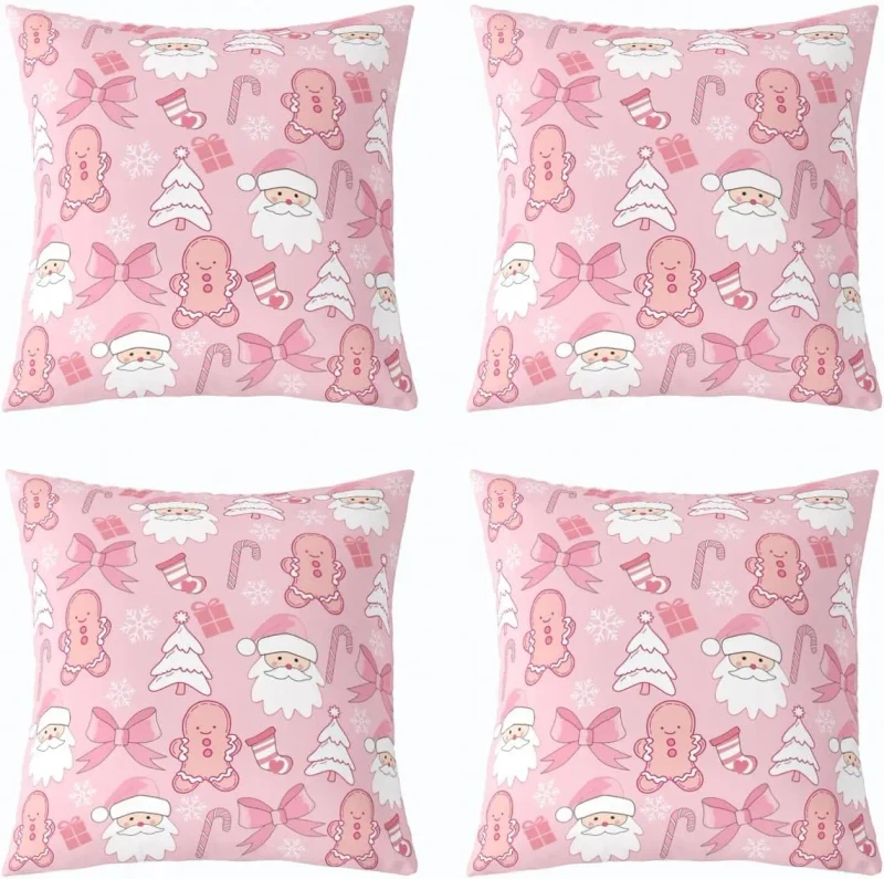 Santa-Claus-Square-Cushion-Cover-Gingerbread-Man-Pillowcase-Bow-Candy-Vine-Cushion-Cover-Sofa-Bedroom-Decoration