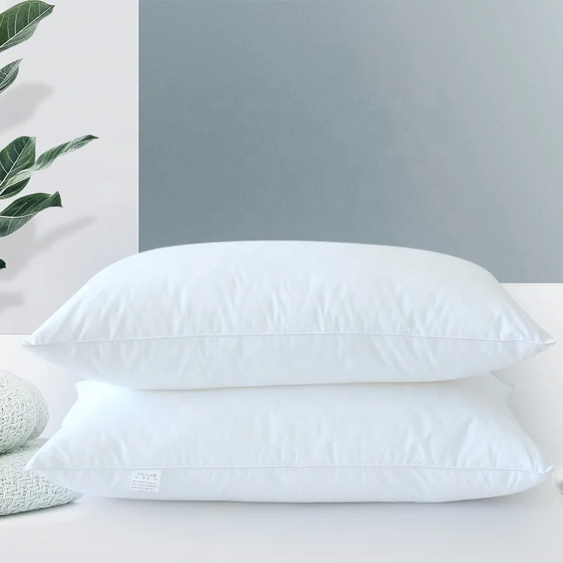 Set-of-2-Solid-Cotton-Pillows-Queen-Size-Breathable-Hotel-Collection-for-Side-Back-Sleepers