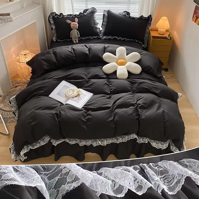 Sheet-Pillowcase-Duvet-Cover-Sets-Custom-Chic-Ruffle-Lace-Bedding-Sets-4-Piece-Duvet-Cover-with-Zipper-Closure-Bed-Skirt