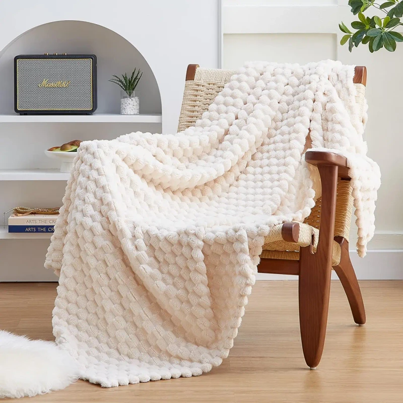 Shell-Jacquard-Decorative-Blanket-Cozy-Soft-Lightweight-Fuzzy-Flannel-Blanket-for-All-Seasons