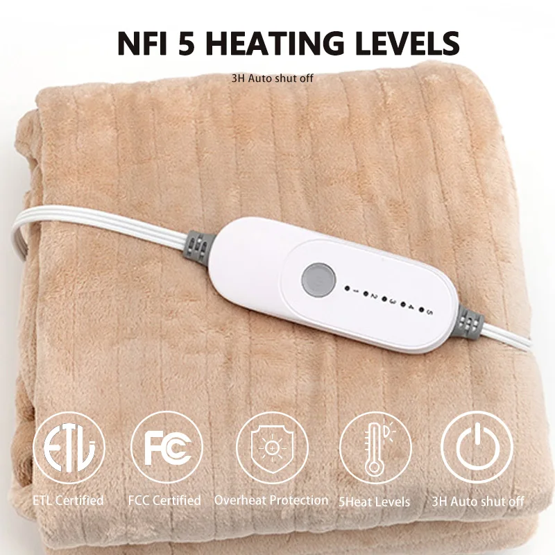 Sherpa-Flannel-Heating-Blanket-Heated-Throw-Electric-Blanket-Bed-Warmer