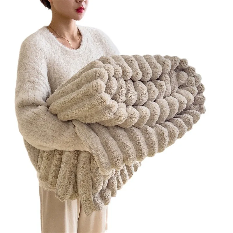 Sherpa-Fleece-Like-Super-Thick-Blanket-Solid-Design-Queen-Size-King-Size-Office-Short-Nap-Thick-Warm-Blanket