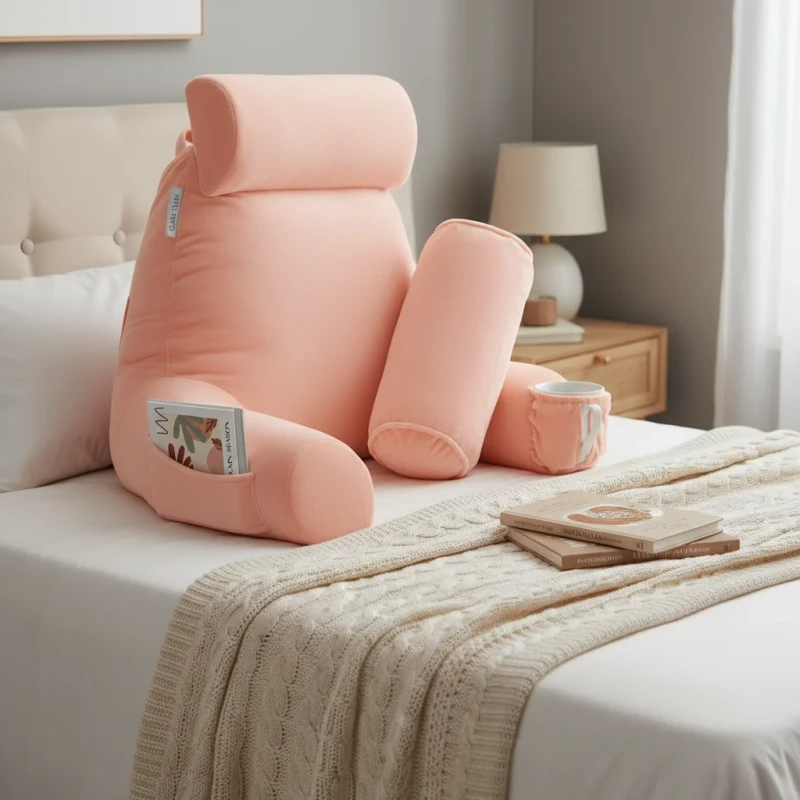 Shredded-Memory-Foam-Fill-Large-Sit-Up-Back-Support-Reading-Pillow-Ultra-Soft-Breathable-Reading-Pillow-with-Arms-and-Pockets