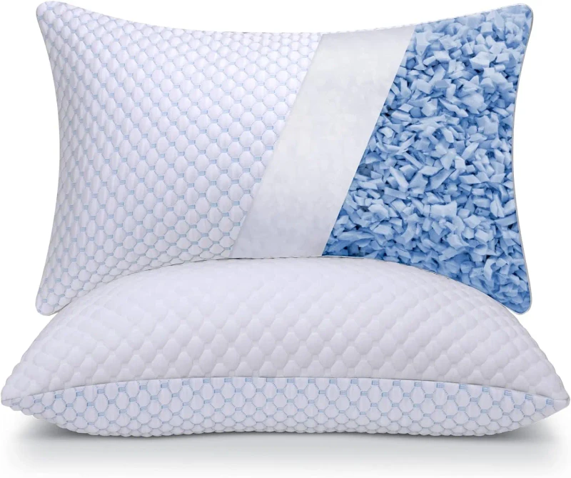 Shredded-Memory-Foam-Pillow-Firm-Bamboo-Side-Sleeper-Pillow-Premium-Cooling-Gel-Memory-Foam-Pillow-Adjustable-Loft