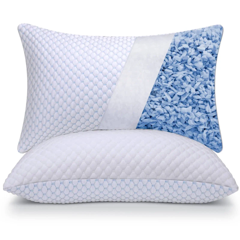 Shredded-Memory-Foam-Pillows-Cooling-Pillow-Firm-and-Soft-Adjustable-for-Side-Back-Stomach-Sleepers-Washable-Removable-Cover