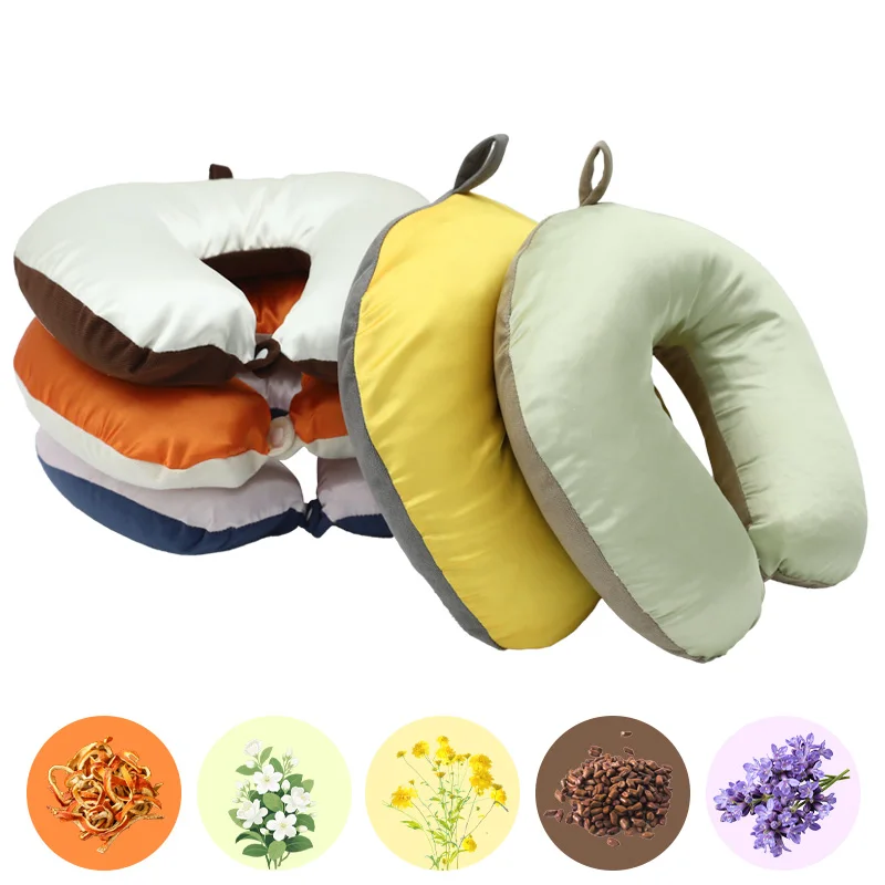 Silk-Buckwheat-Filling-U-Shape-Anti-static-Travel-Pillow-for-Airplane