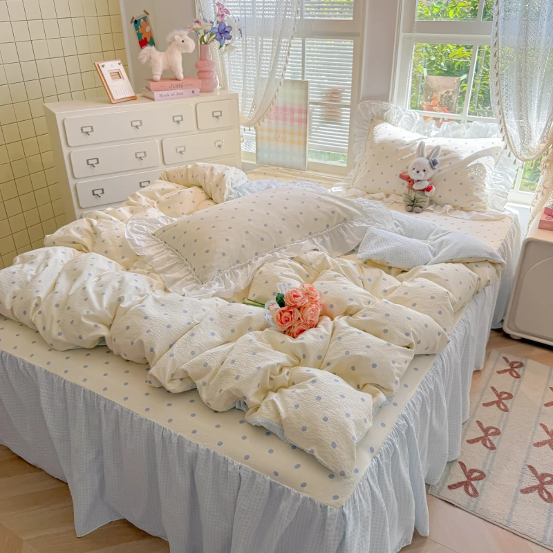 Silkcotton-High-Thread-Count-Soft-Breathable-Machine-Washable-Durable-Queen-Size-Modern-Home-Hotel-4-Pieces-Bed-Skirt-Set