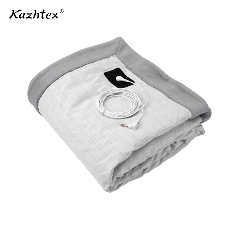 Silver-Fiber-Earthing-Blankets-Cotton-Skin-Friendly-Plush-Surface-Outdoor-Travel-Custom-Sizes-Grounding-Flannel-Blanket