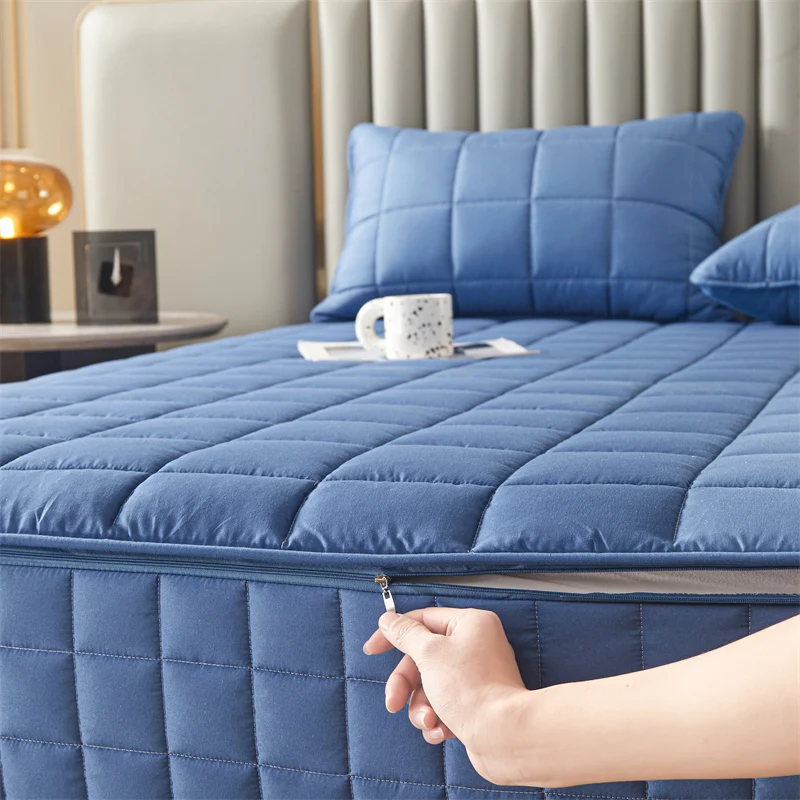 Simple-Anti-Fouling-Waterproof-Bed-Cover-Solid-Color-Hotel-Home-Queen-Size-Mattress-Protector-Sheet-Customizable