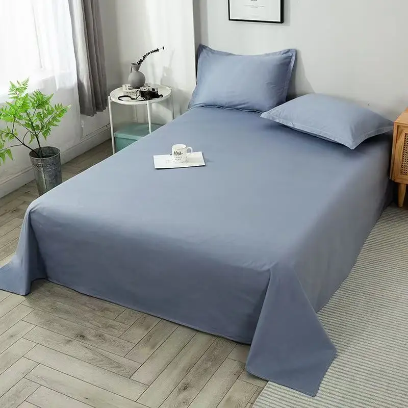 Single-Bed-Sheet-and-Pillowcase-Set-of-Three-Solid-Color-All-Seasons-for-Student-Dormitory