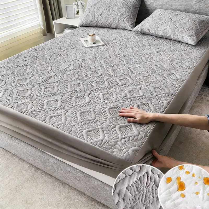 Single-Size-Soft-Brushed-Microfiber-Fitted-Sheet-Waterproof-Mattress-Pad-Quilted-Breathable-Bed-Mattress-Cover-Protector