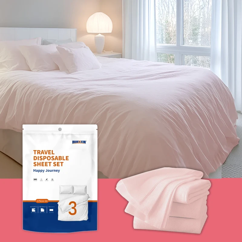 Single-User-Disposable-Hotel-Supplies-Travel-Kit-Folded-Bed-Sheets-Duvet-Covers-Pillowcases-for-Home-Use-Isolation-Travel-for