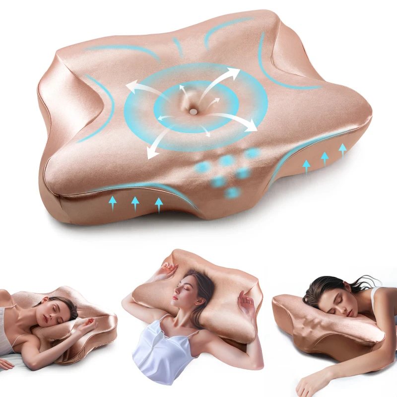 Slow-Rebound-OEKO-TEX-STANDARD-100-Certified-Modern-Body-Fitting-Cervical-Memory-Foam-Pillow-With-Customizable-Color-Logo