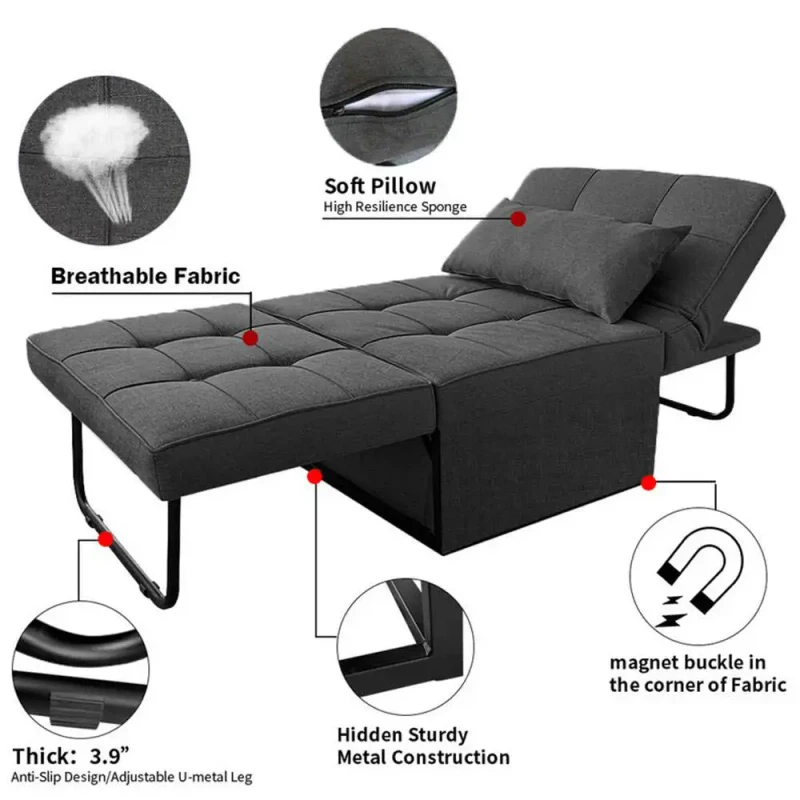 Sofa-Bed-Sleeper-Couch-Folding-Convertible-Armless-Fabric-Sofa-Bed